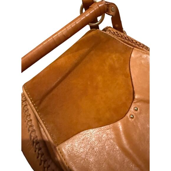 SANCIA THE BABYLON COGNAC BAR SUEDE LEATHER SADDLE BAG - Picture 3 of 11